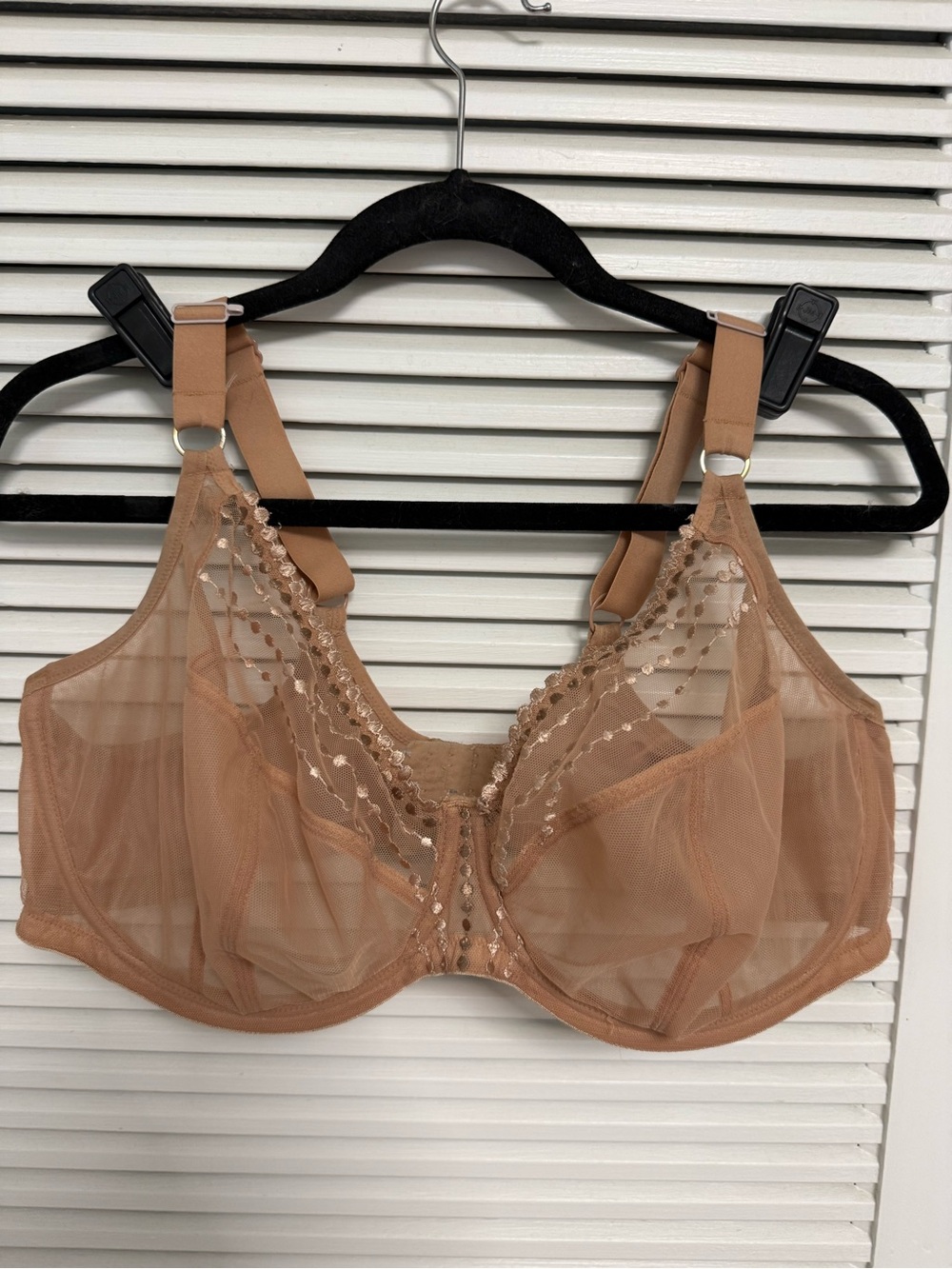 Elomi Sheer Embroidered Full-Coverage Bra - Beige